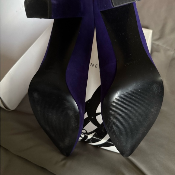 Nine W. purple suede pumps, block heel - Picture 3 of 9